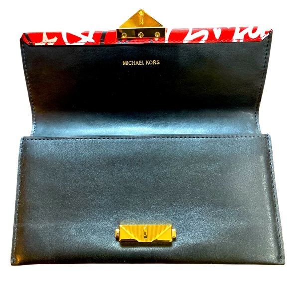 MICHAEL KORS QIXI CECE LEATHER GRAFFITI BRIGHT RED MULTI LARGE WALLET - NWOT - Picture 4 of 8